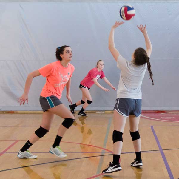 Women playing volleyball